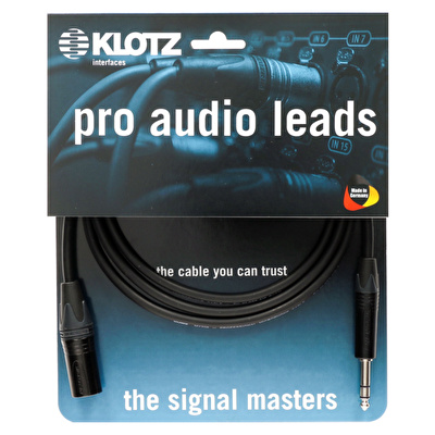Klotz M1 MY206 TRS x Male XLR Neutrik Uçlu Siyah 1mt Balanslı Kablo